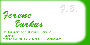 ferenc burkus business card